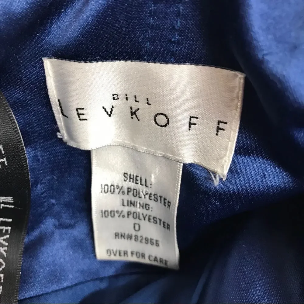 BILL LEVKOFF Navy Blue Strapless Satin Dress Short Bridesmaid‎ Formal Size 0